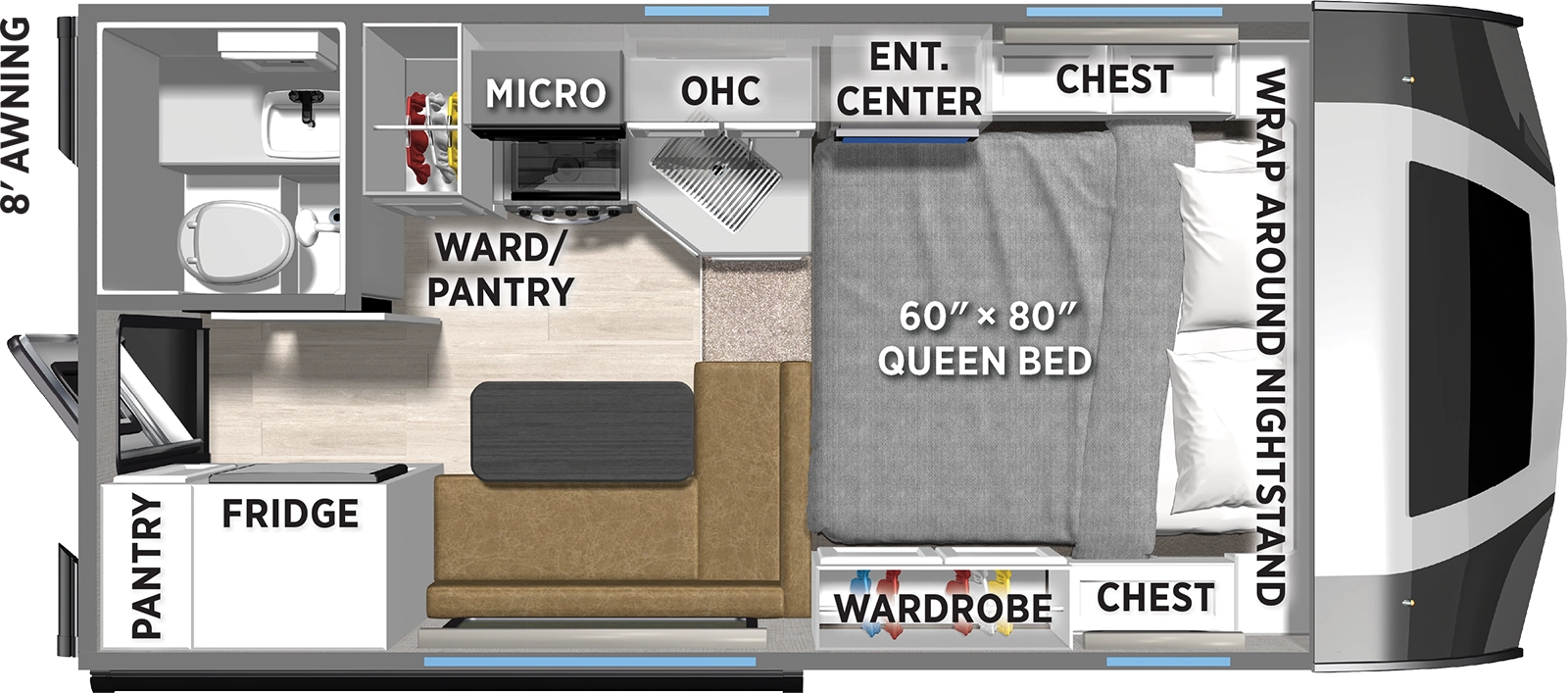 The Backpack Truck Camper HS-2901 floorplan features include: toilet.